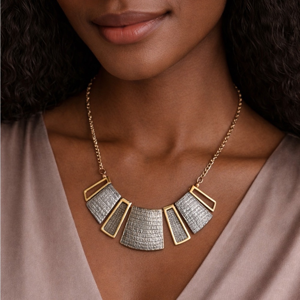 Chic Gold and Silver Geometric Necklace